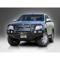 ECB Black Ripple Winch BullBar with Bumper Lights to suit Ford Ranger PX 4WD Highrise 10/11 - 06/15