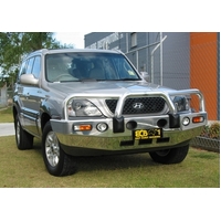 ECB Silver Hammertone BullBar with Bumper Lights to suit Hyundai Terracan 11/01 - 2006