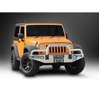 ECB Polished Winch BullBar with Bumper Lights to suit Jeep Wrangler JK 2008 - 04/18