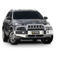 ECB Black Ripple BullBar with Bumper Lights to suit Jeep Cherokee KL Ex TrailHawk 06/14 - 12/18