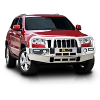 ECB Polished BullBar with Bumper Lights to suit Jeep Grand Cherokee TrailHawk Ex OverLand 02/11 - MY13