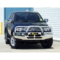 ECB Polished BullBar with Bumper Lights to suit Mitsubishi Triton MN 09/09 - 12/14