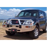 ECB Black Ripple BullBar Winch Compatible to suit Mitsubishi Pajero NM 05/00 - 10/02