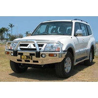 ECB Polished BullBar with Bumper Lights to suit Mitsubishi Pajero NP 11/02 - 10/06