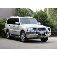 ECB Silver Hammertone BullBar with Bumper Lights to suit Mitsubishi Pajero NT 12/08 - 09/11