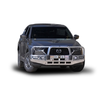 ECB Silver Hammertone BullBar with Bumper Lights to suit Mazda CX-5 KF Maxx Sport 02/17 - 12/21