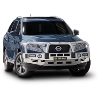 ECB Silver Hammertone BullBar with Bumper Lights to suit Nissan Pathfinder R52 Ex HYBRID 10/13 - 11/16