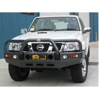 ECB Black Ripple BullBar with Bumper Lights to suit Nissan Patrol GU Y61 4.2LT TD 10/04 - 04/16