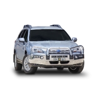 ECB Silver Hammertone BullBar with Bumper Lights to suit Subaru Outback 12/14 - 11/17