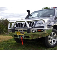 ECB Polished BullBar Winch Compatible with Bumper Lights to suit Toyota Prado 120 Series VX 03/03 - 10/09