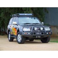 ECB Black Ripple Winch BullBar with Bumper Lights to suit Toyota LandCruiser 100 Series IFS 04/98 - 10/07