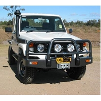 ECB Black Ripple BullBar Winch Compatible to suit Toyota LandCruiser 75 Series Until - 02/07