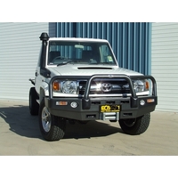 ECB Black Ripple Winch BullBar with Bumper Lights to suit Toyota LandCruiser 76 Series Wagon 08/09 - 10/16