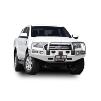 ECB Black Ripple Winch BullBar with Bumper Lights to suit Ford Ranger PX MKIII 4WD Highrise 09/18 - 04/22