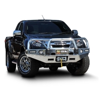 ECB Black Ripple Winch BullBar with Bumper Lights to suit Isuzu D-Max 2WD HIGHRIDE 02/17 - 06/20