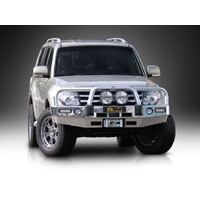 ECB Polished Winch BullBar with Bumper Lights to suit Mitsubishi Pajero NS 11/06 - 11/08