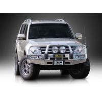 ECB Polished Winch BullBar with Bumper Lights to suit Mitsubishi Pajero NX 07/14 - 12/21