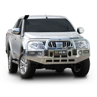 ECB Polished BullBar with Bumper Lights to suit Mitsubishi Triton MQ 01/15 - 10/18