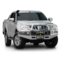 ECB Polished Winch BullBar with Bumper Lights to suit Mitsubishi Triton MQ 01/15 - 10/18