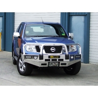 ECB Black Ripple Winch BullBar with Bumper Lights to suit Nissan Navara D40 ST 12/11 - 03/15