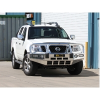 ECB Silver Hammertone BullBar with Bumper Lights to suit Nissan Navara D40 ST-X V6 TD 2012 - 03/15