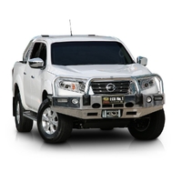 ECB Black Ripple Winch BullBar with Bumper Lights to suit Nissan Navara NP300 04/15 - 11/20