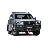 ECB Black Ripple Winch BullBar with Bumper Lights to suit Nissan Patrol Y62 TI-L 08/19 - 11/21