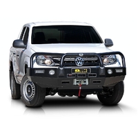 ECB Polished BullBar Winch Compatible with Bumper Lights to suit Volkswagen Amarok Sensor Model 07/10 - 08/16