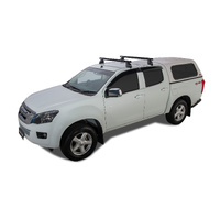 Rhino-Rack Heavy Duty 2500 Black 2 Bar Roof Rack for ISUZU D-Max Gen2 TF (LS-U/LS-M/X-Runner) Crew Cab 4DR Ute (01/2012-12/2020) - JA0199