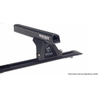 Rhino-Rack Heavy Duty RLTF Trackmount Black 2 Bar Roof Rack for MITSUBISHI Triton ML/MN Dual Cab 4DR Ute (07/2006-03/2015) - JA0528