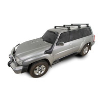 Rhino-Rack Heavy Duty RL110 Black 3 Bar Roof Rack for NISSAN Patrol GU Y61 LWB 4DR 4WD (12/1997-04/2017) - JA0676