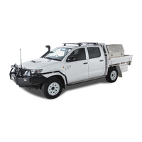 Rhino-Rack Vortex RLT600 Trackmount Black 2 Bar Roof Rack for TOYOTA Hilux Gen 7 Dual Cab 4DR Ute (04/2005-09/2015) - JA6178