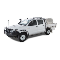 Rhino-Rack Heavy Duty RLT600 Trackmount Black 2 Bar Roof Rack for TOYOTA Hilux Gen 7 Dual Cab 4DR Ute (04/2005-09/2015) - JA6233