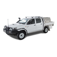 Rhino-Rack Heavy Duty RLT600 Trackmount Silver 2 Bar Roof Rack for TOYOTA Hilux Gen 7 Dual Cab 4DR Ute (04/2005-09/2015) - JA6238