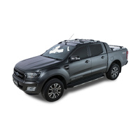 Rhino-Rack Vortex StealthBar Silver 2 Bar Roof Rack for FORD Ranger Wildtrak PX/PX2/PX3 Double Cab (With Roof Rails) 4DR Ute (01/2012-12/2022) - JA795