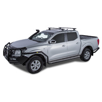 Rhino-Rack Vortex RLT600 Trackmount Black 2 Bar Roof Rack for NISSAN Navara (pre facelift) NP300 Dual Cab 4DR Ute (01/2015-12/2021) - JA8354