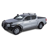 Rhino-Rack Heavy Duty RLT600 Trackmount Silver 2 Bar Roof Rack for NISSAN Navara (pre facelift) NP300 Dual Cab 4DR Ute (01/2015-12/2021) - JA8355