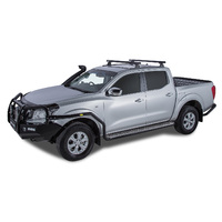 Rhino-Rack Heavy Duty RLT600 Trackmount Black 2 Bar Roof Rack for NISSAN Navara (pre facelift) NP300 Dual Cab 4DR Ute (01/2015-12/2021) - JA8356