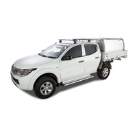 Rhino-Rack Vortex RLT600 Ditch Mount Black 2 Bar Roof Rack for MITSUBISHI Triton Gen5 MQ/MR Double Cab 4DR Ute (01/2015-12/2024) - JA8628