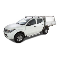 Rhino-Rack Heavy Duty RLT600 Ditch Mount Silver 2 Bar Roof Rack for MITSUBISHI Triton Gen5 MQ/MR Double Cab 4DR Ute (01/2015-12/2024) - JA8629