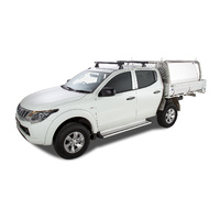 Rhino-Rack Heavy Duty RLT600 Ditch Mount Black 2 Bar Roof Rack for MITSUBISHI Triton Gen5 MQ/MR Double Cab 4DR Ute (01/2015-12/2024) - JA8630