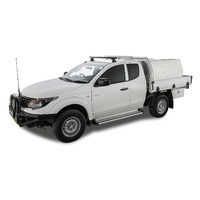 Rhino-Rack Heavy Duty RLT600 Ditch Mount Black 1 Bar Roof Rack (Front) for MITSUBISHI Triton Gen5 MQ/MR Extra Cab 2DR Ute (04/2015-Current) - JA8808