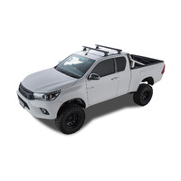 Rhino-Rack Heavy Duty RLT600 Trackmount Black 2 Bar Roof Rack for TOYOTA Hilux Gen 8 Extra Cab 2DR Ute (10/2015-12/2020) - JA9128