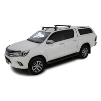 Rhino-Rack Heavy Duty RCH Trackmount Black 2 Bar Roof Rack for TOYOTA Hilux Gen 8 Double Cab 4DR Ute (10/2015-Current) - JB0952